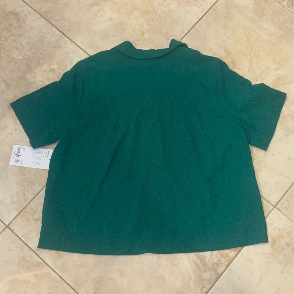 Athleta Echo Teal Button-Up Top NWT - Picture 3 of 7